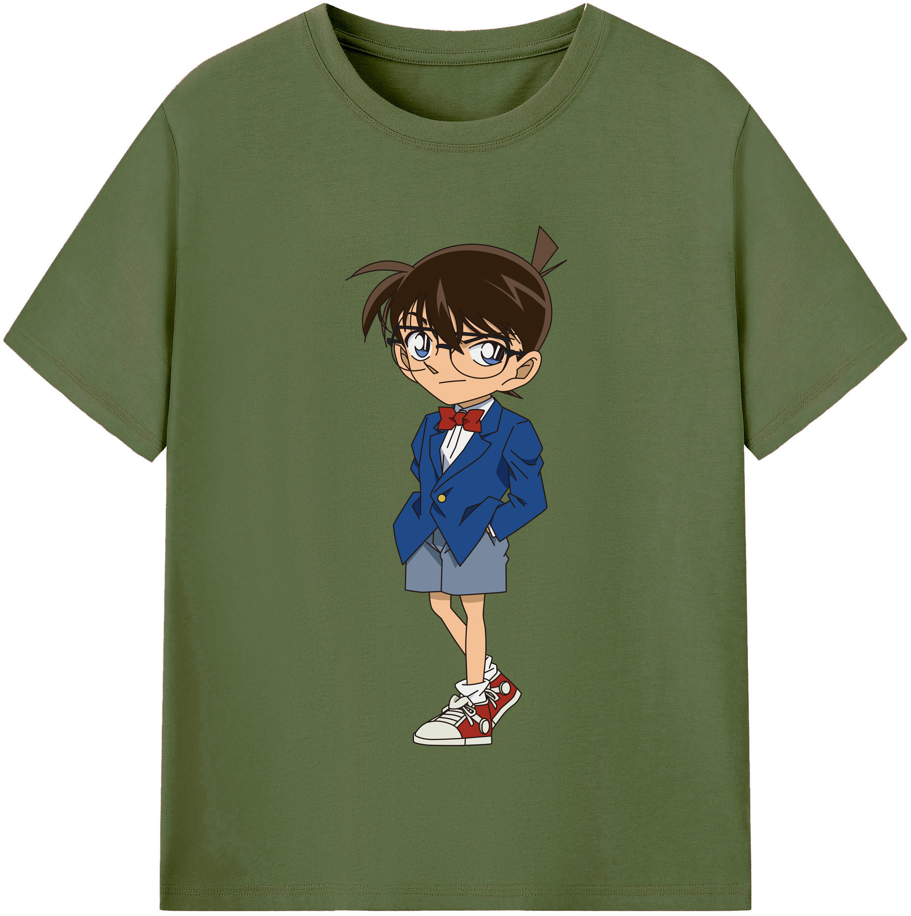 （画像用） 名探偵コナン 江戸川 コナン Detective Conan Conan Edogawa 綿100％半袖Tシャツ（フロントプリント）